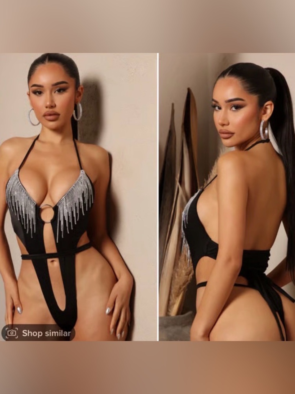 black rhinestone fringe one-piece bodysuit
Halter festival top Sz medium skimpy